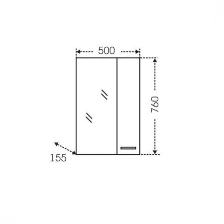 Зеркальный шкаф СаНта Омега 50 с подсветкой, правый, цвет белый 107002, артикул 107002
