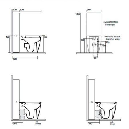 KERASAN бачок напольный UNICA, белый, с механизмом слива GEBERITхром, артикул 2481K1