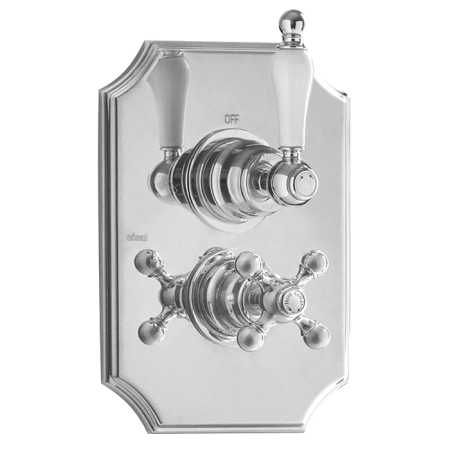 CISAL Arcana Toscana Внешняя часть термостатического смесителя с переключателем, цвет хром/белый, артикул TS00728021