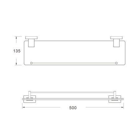 Полка стеклянная Shevanik SG5619G, золотой сатин, артикул SG5619G