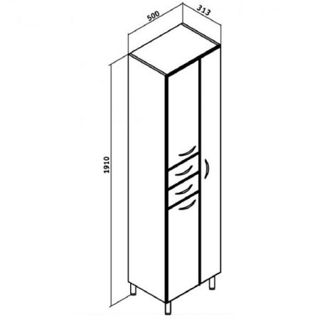 Шкаф пенал Runo 50 4620750021276 Белый, артикул 4620750021276