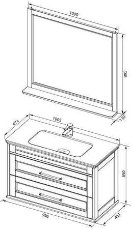 Мебель для ванной Aquanet Бостон М 100 белый (лит. мрамор), артикул 00258284