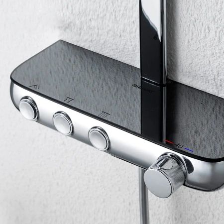 Душевая система с термостатом Bravat Cobble F6389423CP-A1-ENG, хром, артикул F6389423CP-A1-ENG