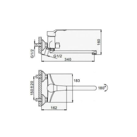 Смеситель для ванны D-Lin D147403-1, хром