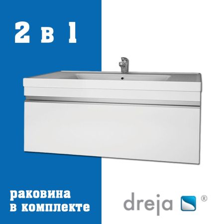 Тумба с раковиной подвесная Dreja Grace 90 см, белый, артикул 99-0903-com