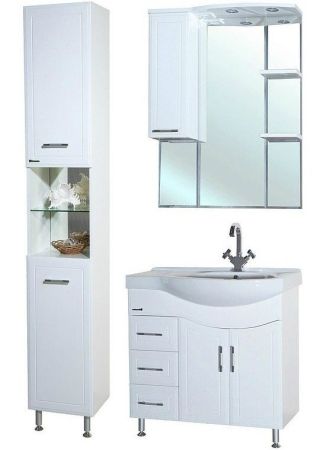 Зеркало со шкафом Bellezza Коралл 85 L 4612014002015 с подсветкой L Белое, артикул 4612014002015