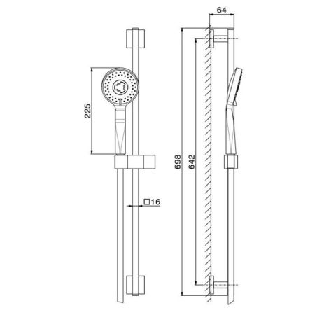 Душевая стойка FUTURA c ручной круглой лейкой  и шлангом, без выхода для подачи воды, матовый черный, артикул 851KM.01.093