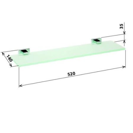 Полка стеклянная Plaza 600x35x140мм, хром, артикул 118102042