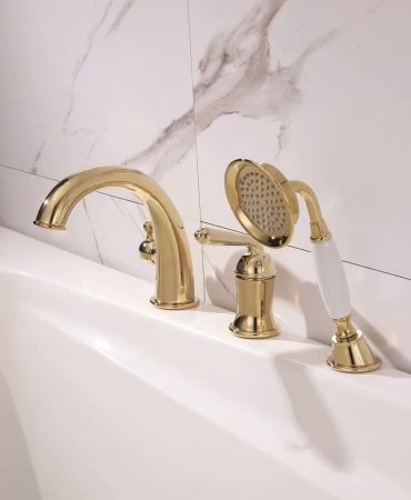 Смеситель на борт ванны Rose R0212E, золото, артикул R0212E