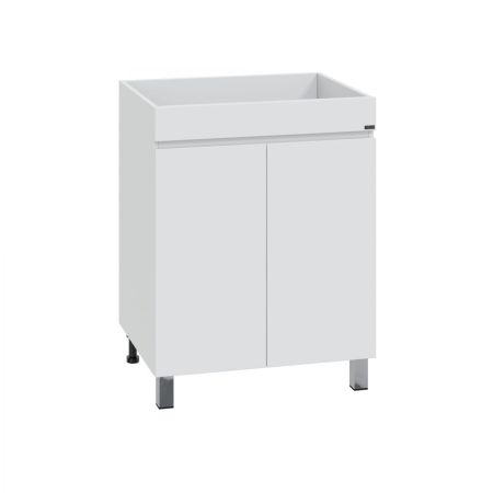 Тумба под раковину над стиральной машиной напольная "Марс 59" двери, (ум. Юпитер 1200*500 литой мрамор), артикул 700304