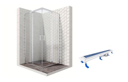 Душевой уголок Ambassador Kingston 14011102-ST9, квадратный, линейный трап, 90х90, артикул 14011102-ST9