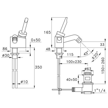 Stella Box Смеситель для биде на 1 отверстие 3604, с донным клапаном, цвет: хром, артикул BX 00301 CR00