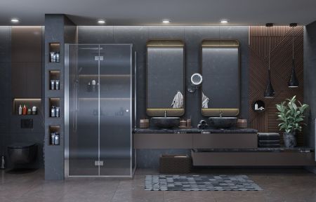 Душевой уголок Ambassador Diamond 12011106L-ST7, квадратный, линейный трап, 100х100, артикул 12011106L-ST7