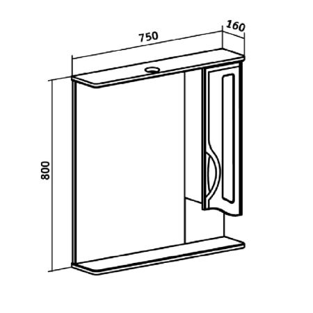 Зеркальный шкаф Runo правый Толедо 75 (00000001041), артикул 00000001041