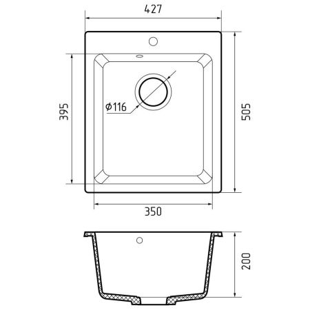 Кухонная мойка GranFest PRACTIK 505, песок, артикул P-505 песочный