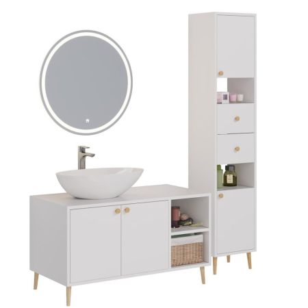 Тумба с раковиной напольная Dreja Luno 100 см, белый, артикул 99-2003-com