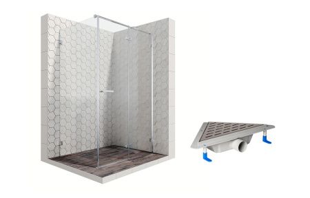 Душевой уголок Ambassador Abner 10011103R-ST5, прямоугольный, угловой трап, 120х80