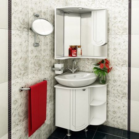 Зеркало со шкафом Runo Бис 55 R 4620750023331 угловое Белое