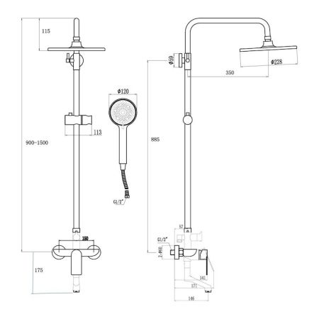 Душевая система Fmark FS8845Q, графит