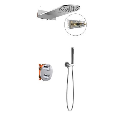 Душевой комплект VSFW-104TCH термостатический встраиваемый, двухрежимный, хром, артикул VSFW-104TCH