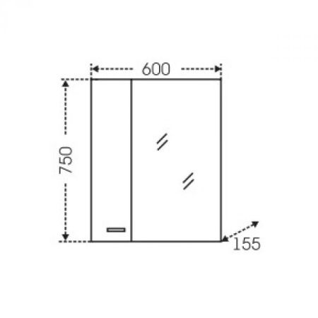 Зеркало "Омега-60" прав., артикул 107004