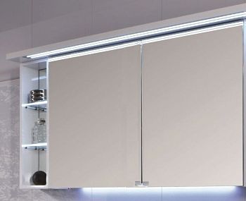 Puris Crescendo, зеркальный шкаф (2 двери) c LED подсветкой 900 мм левый, цвет дуб светлый