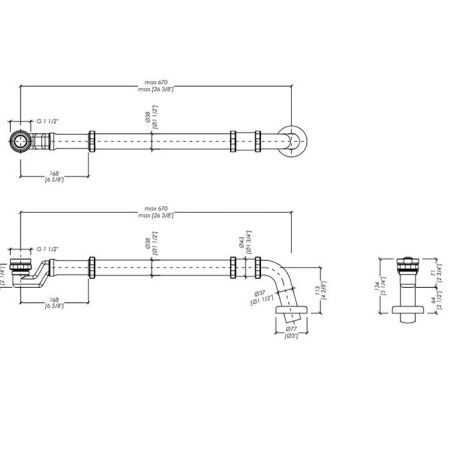 Devon Сифон для ванны, с удлинителем и патрубком выпуска в пол, цвет: хром, артикул AS06251DE3CR