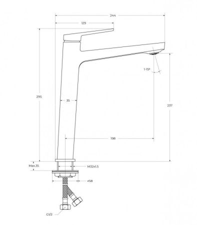 ARDENTE Смеситель для накладной раковины без донного клапана, хром ARDENTE-LMC-CRM-W0, артикул ARDENTE-LMC-CRM-W0