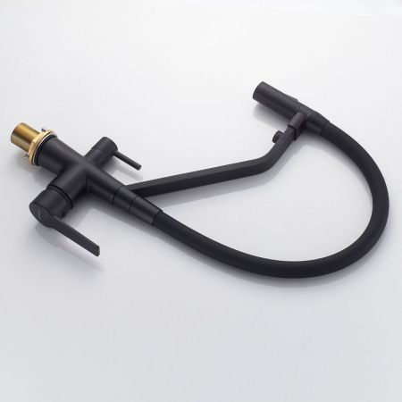 Смеситель для кухни с гибким изливом и подключением фильтра Shevanik S278H, черный