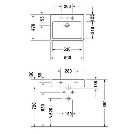 Раковина, Duravit, Vero, ширина, мм-600, глубина, мм-470, высота, мм-130, тип установки-подвесной, отверстия для смесителя-одно, перелив-есть, тип перелива-открытый, декор-без декора, материал-керамика, крепёж-необходимо заказать, цвет-белый, артикул 0454600000