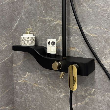 Душевая система Fixsen WAVE FX-9400B, черная+золото, артикул FX-9400B