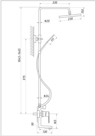 Душевая система ПРОФСАН тип См-ВДшОРНТрА (PSM-600-8), артикул PSM-600-8