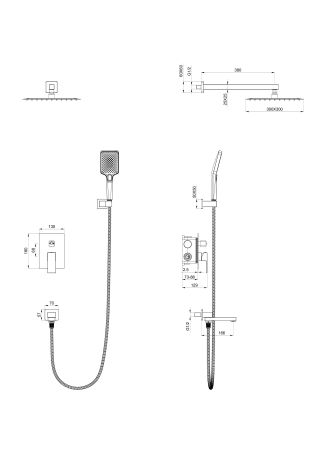 Душевая система встраиваемая WONZON & WOGHAND CUBE, Брашированное золото (WW-88939016-BG), артикул WW-88939016-BG