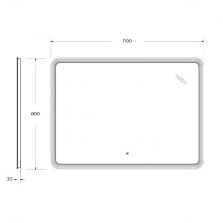 Зеркало DUET CEZARES с лазерной гравировкой, контурной подсветкой и сенсорным выключателем, артикул CZR-SPC-DUET-1100-800-LED-TCH