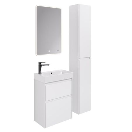 Тумба с раковиной подвесная Dreja Slim 55 см, белый, артикул 99-0400-com