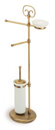 Stil Haus Idra, стойка: мыльница + полотенцедерж. + бумагодерж. + ерш, цвет бронза - белая керамика, артикул I21(25-BI)