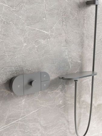 Душевой комплект Futura VSFW-2F12TGM термостатический встраиваемый, 3 режима, вороненая сталь, артикул VSFW-2F12TGM