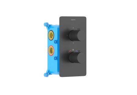 Термостатический смеситель для ванны 3 режима (внешняя и скрытая часть) AQUATEK, матовый черный AQ1393MB ЕВРОПА, артикул AQ1393MB