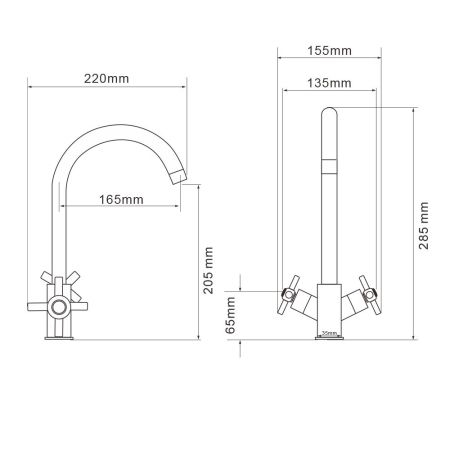 Смеситель для кухни WesnaArt KOMETA, KOM17-110, хром, артикул KOM17-110