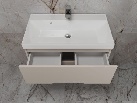 Тумба подвесная "Матис 80", Classic 80, (2 ящика), КРЕМ, ЭМАЛЬ, артикул ЛС-00002308