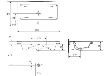 Тумба "Фиора 80", 2 ящ., Сомо 80, артикул SP-00000213