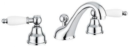 Смеситель Deco Ceramic с донным клапаном для раковины на 3 отверстия, цвет золото, артикул 121033OR