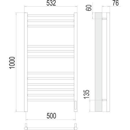Полотенцесушитель электрический Terminus Аврора П12 50х100, артикул 4670078527226