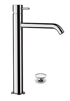 Daniel Tokyo, высокий однорычажный смеситель для раковины (излив 16,5 см), с донным клапаном click-clack, цвет хром