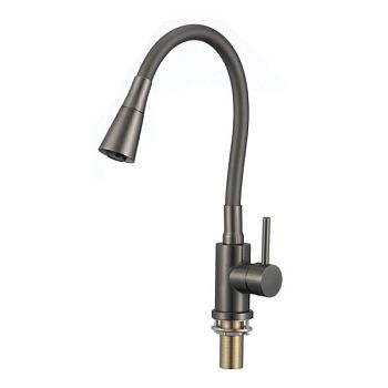 Смеситель для кухни с гибким изливом и режимом душ Savol S-3002QM-06, графит