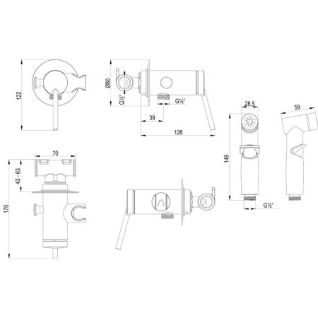 Смеситель Lemark Minima с гигиеническим душем, встраиваемый (LM3819C), артикул LM3819C