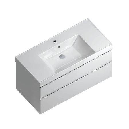 Тумба CUBO подвесная с ящиками 100, белая глянцевая