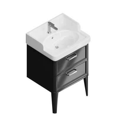 Kerama Marazzi Тумба POMPEI напольная с 2 ящиками 60, черная глянцевая, артикул PO.N.60.2\BLK