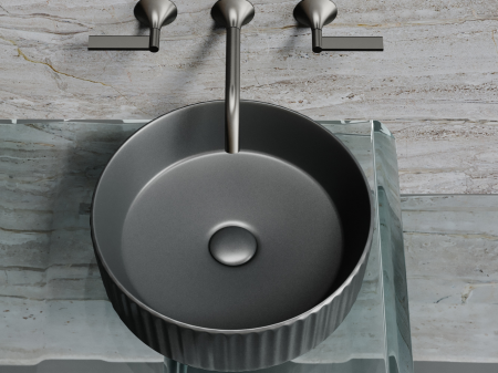 Умывальник чаша накладная круглая (цвет Темный Антрацит Матовый) Элемент (Element) 360x360x115мм, артикул CN6057MDH
