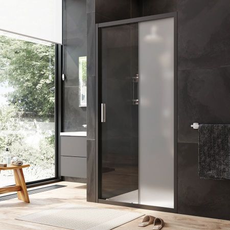 W90G-100-1-195BM Gem Solo Дверь душевая 100х195, стекло матовое, профиль черный матовый, артикул W90G-100-1-195BM